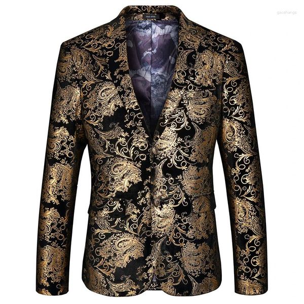 Trajes para hombre, marca de gama alta, Boutique de moda, terciopelo dorado, puesta en escena, fiesta/Floral, Chaqueta de traje delgada para hombre, abrigo Mlae