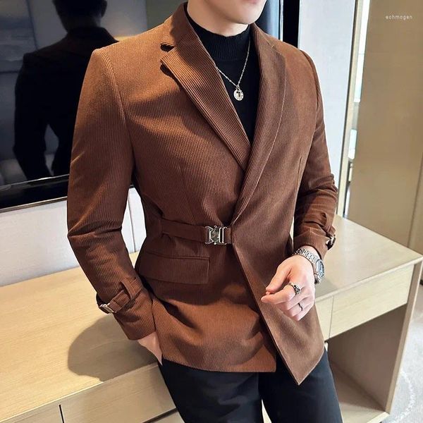 Trajes para hombres Blazer de pana de gama alta Otoño e invierno Engrosamiento Hombres Casual Western Fit Party Club Boda Social