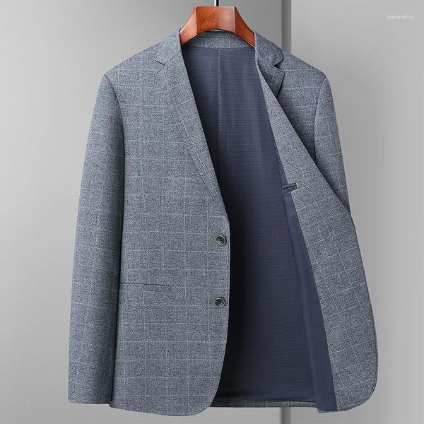 Costumes pour hommes, beau costume de fête, haut de gamme, léger, Business, Slim, couleur unie, simple, décontracté, élastique, manteau sans repassage