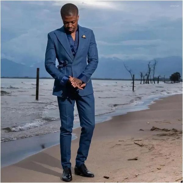 Trajes de hombre traje italiano de gama alta con cinturón ajustado conjunto de boda de 2 piezas traje de fiesta de graduación para novio a la moda para hombre