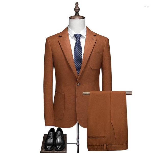 Costumes pour hommes Costume haut de gamme (Blazer Western Pants) 2023 Casual British Wedding Dress Fashion Blazer Business Trend Handsome Two-piece Set