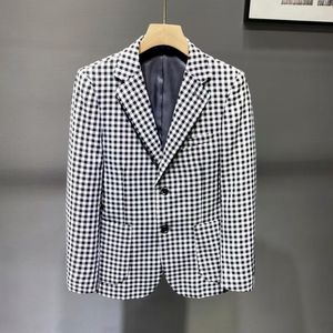 Costumes pour hommes de haute qualité Blazer Style italien Plaid élégant mode Simple affaires décontracté fête Gentleman formel veste ajustée
