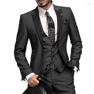 Costumes pour hommes de haute qualité Blazer sur mesure hommes Slim Fit 3 pièces (veste pantalon gilet cravate) revers pointu Costume Homme pantalon