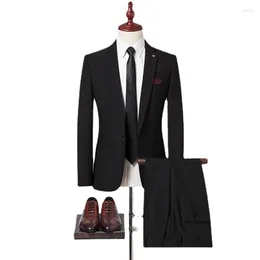 Trajes para hombres de alta calidad (pantalones blazer) estilo británico elegante moda de moda casual avanzado simple traje delgado de boda delgada dos piezas