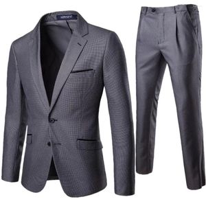 Herenpakken Hoge kwaliteit (Blazer Trousers) Men Italiaanse stijl Eenvoudig bedrijf Elegant Fashion Job -interview Gentleman Suit Slim Fit 2 -stuks