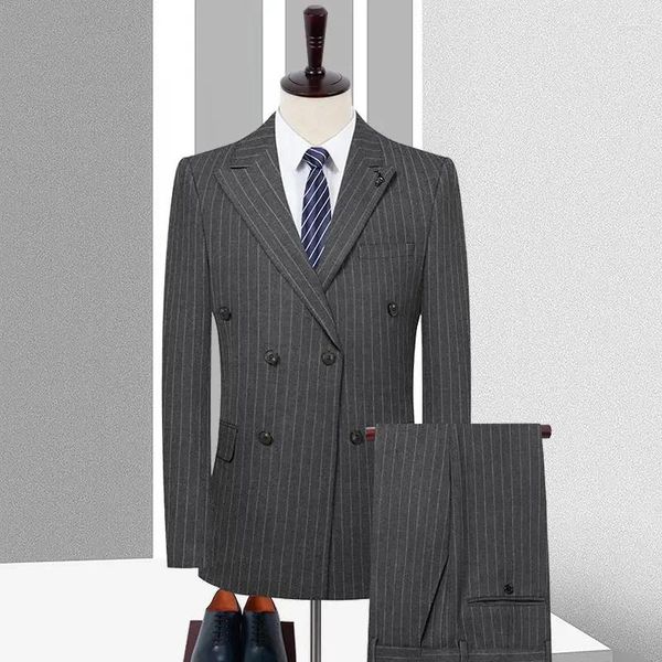 Trajes de hombre de alta calidad (pantalones Blazer) estilo italiano moda elegante Simple negocios Casual Caballero traje delgado de dos piezas