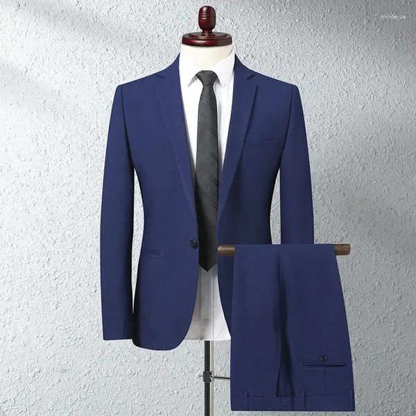 Suisses masculines de haute qualité (pantalon de blazer) Fashion britannique Avancé Avancé Business Casual Casual Elegant Work Party Gentlemen Suit 2 Piece
