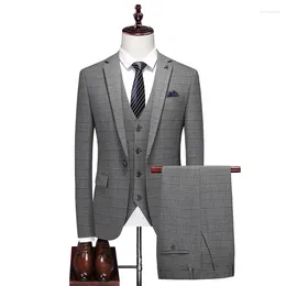 Trajes de hombre de alta calidad (Blazer chaleco pantalones) estilo italiano negocios casual elegante moda boda traje de tres piezas para caballero