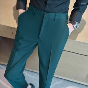 Trajes para hombres, pantalones drapeados de tela de sarga fina de alta calidad para hombres, ropa 2023, pantalones informales ajustados para oficina, ropa Formal