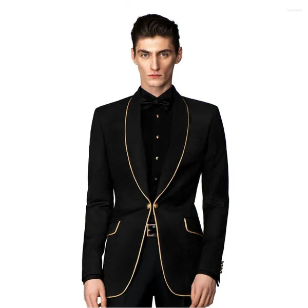 Costumes pour hommes de haute qualité formelle 2 pièces veste pantalon de mariage tenues de marié simple boutonnage châle revers un bouton coupe ajustée Terno