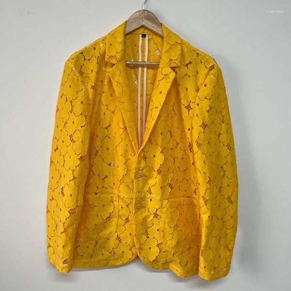 Trajes de hombre de alta calidad ahuecados diseño de nicho Original hombres traje Casual abrigo calle Color sólido 2023 chaqueta de protección solar de moda con estilo
