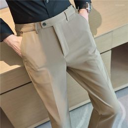 Herenpakken Hoge kwaliteit Invisible uitgerekte taille Business Casual broek voor mannen Kleding 2022 Slim Fit formele slijtage broek pantalon homme