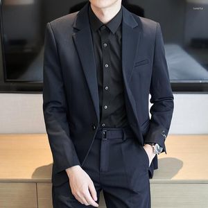 Costumes pour hommes Blazers de haute qualité pour hommes coréen décontracté robe d'affaires costume veste vêtements de rue manteau de mariage social Blazer mince masculin