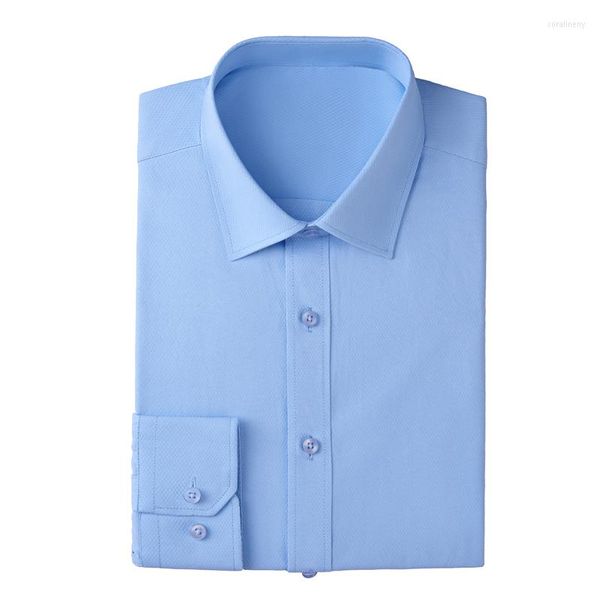 Trajes de hombre de alta calidad para hombre clásico sin hierro estiramiento sólido camisa de manga larga Formal de negocios de ajuste estándar camisas de vestir básicas