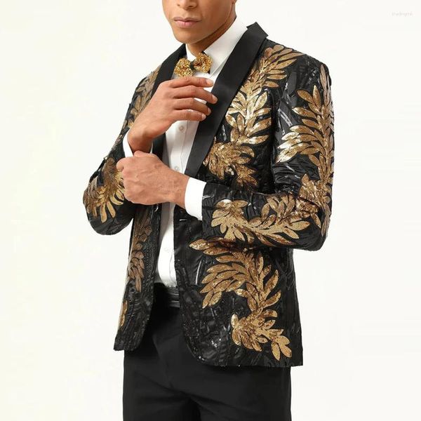 Costumes pour hommes de haute qualité paillettes brillantes costume veste Blazer décontracté homme ensembles mince mariage pantalons et haut 2 pièces vêtements tenues de fête