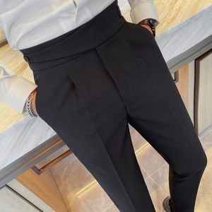 Costumes pour hommes de haute qualité solide robe costume pantalon pour hommes vêtements tout match slim fit pantalon droit décontracté affaires vêtements de cérémonie noir vente