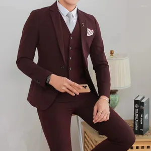 Costumes pour hommes haute qualité rayé (pantalon de costume) costume Double boutonnage deux pièces acétate Smart décontracté mariage quatre saisons