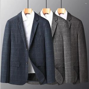 Costumes masculins de haute qualité élégant et beau coréen classique à carreaux en daim bossal décontracté blaser Blazer Hombre Polyester Coats
