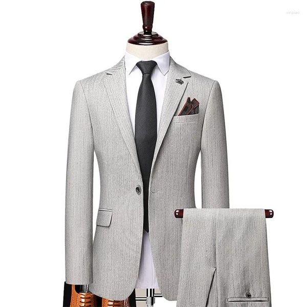 Suisses masculines de haute qualité (pantalon de costume) Version coréenne Four Seasons Casual Slim Fashion Business Gentleman Suit deux pièces