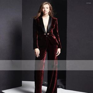 Costumes pour hommes High Street Women's Velvet Suit Prom Dress Custom Luxurious 2-Piece Coat Pants Party Short Sets Womens Clothing Formal Set