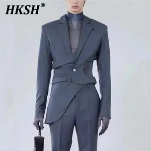 Costumes masculins hksh 2024 printemps automne mode mode noir sombre asymétrique creux de design haut sens du blazer manteau femme office dame tops hk1223