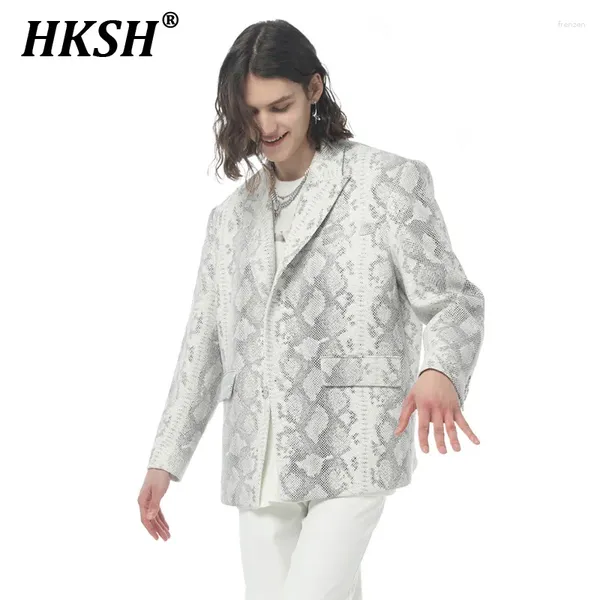 Costumes masculins hksh spring marée punk avant-garde garde serpent à motifs de niche en cuir de serpent conception de haut sens hk0840 en cuir à motifs