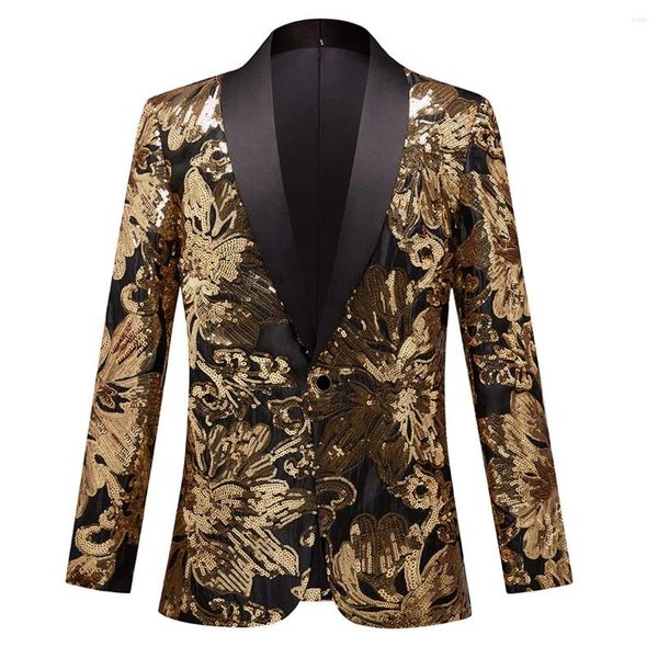 Costumes pour hommes HOO 2024 British Slim Fit Gold Fantaisie Blazer à paillettes Po Studio Pographie Performance sur scène Loisirs