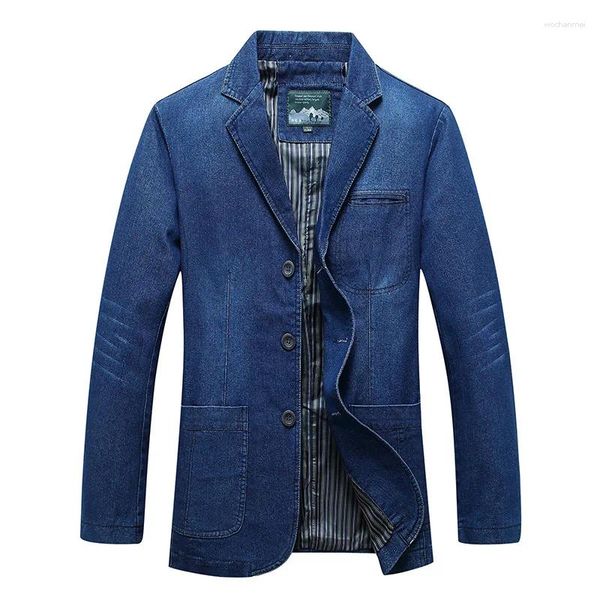 Costumes pour hommes HOO 2024 vêtements Denim Blazer décontracté ample jeunesse trois boutons