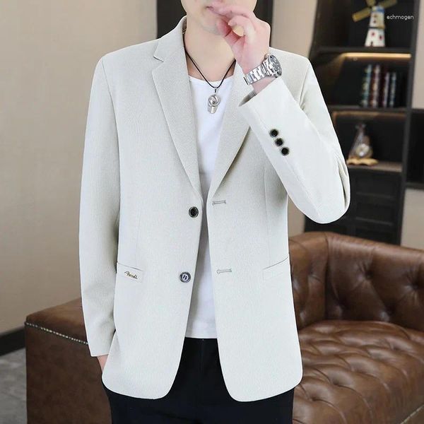 Trajes para hombres HOO 2024 Primavera Doble Hebilla Blazer Juventud Negocios Moda Casual Guapo