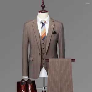 Trajes para hombres Icool estilo coreano Slim-fit Casual traje Formal de negocios conjunto (pantalón de traje) con un solo botón vestido de dama de honor del novio