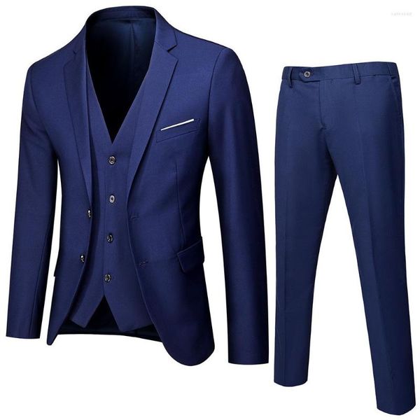 Trajes de hombre en azul marino 2 unids/set traje completo ropa blanca atractiva verano un solo botón hombres para fiesta de boda