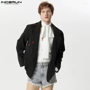 Herenpakken INCERUN Tops 2024 Modieuze Mannen Splicing Rose Decoratie Blazer Casual Party Shows Mannelijke Lange Mouwen Vest Pak jassen S-5XL