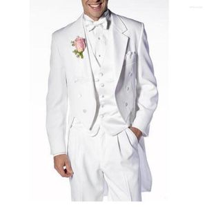 Herenpakken Italiaanse mannen Tailcoat Gray Black Witte Wedding For Groomsmen 3 stuks Peaked Rapel Groom Dress