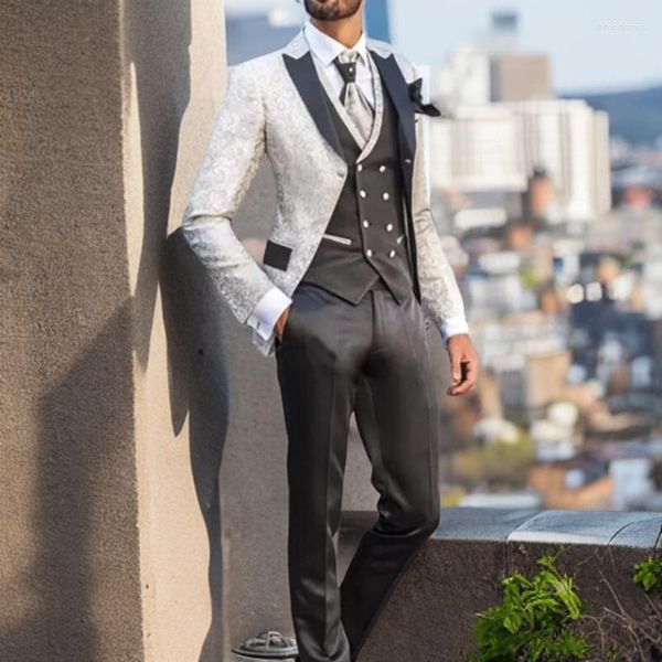 Costumes pour hommes Style italien coupe ajustée smoking de marié 3 pièces Blazer à revers à pointe tenue de mode masculine (veste gilet pantalon) 2023