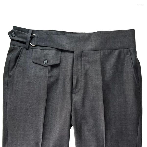 Trajes para hombre, pantalones Gurkha a medida de estilo italiano, pantalones para hombre, pantalones ajustados de talle alto, pestaña extendida napolitana, costura frontal reforzada