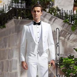 Costumes masculins Design de hayon italien Blanc Men Suit Slim Fit Wedding for Groom Tuxedos Maridegroom 3 PCS (veste Pantalon Gire)
