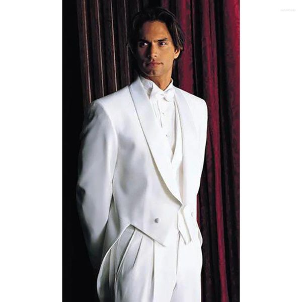 Costumes masculins Italie Blanc Double seins Men 3 pièces Blazer Pantal