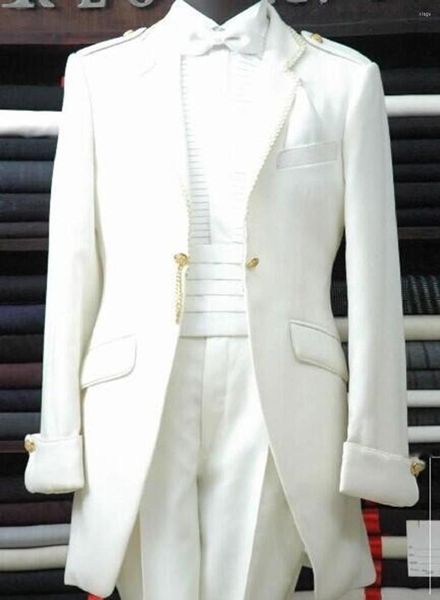 Costumes pour hommes Ivoly Blanc Blazer Pantalon Costume Homme Terno Masculino Hommes 2 Pcs (Veste Pantalon Cravate) Dîner Fête Porter Des Vêtements Pour Le Mariage