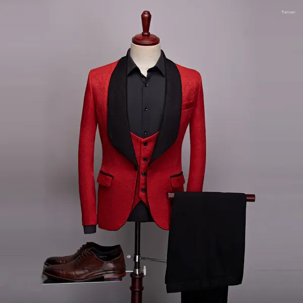 Costumes pour hommes (veste, pantalon, gilet), smoking d'affaires décontracté, robes à fleurs de mariage, blazers/hommes, coupe cintrée, costume imprimé, ensemble 3 pièces