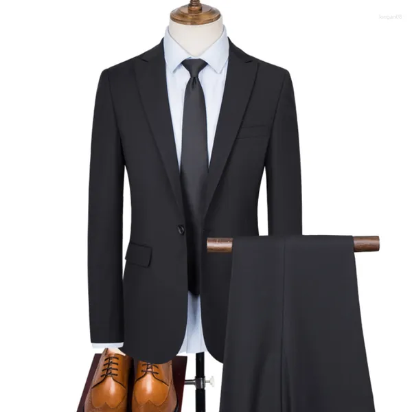Trajes para hombre (chaqueta chaleco pantalones) traje de negocios abrigo Blazers pantalones chaleco boda 3 uds conjunto sólido talla grande profesional