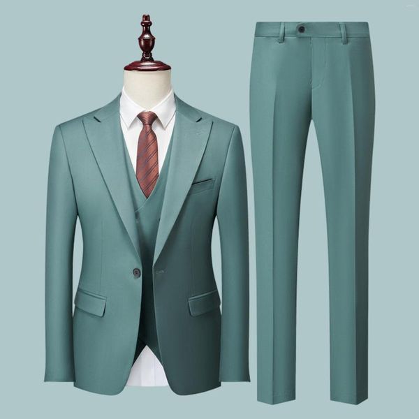 Trajes de hombre (chaqueta chaleco pantalones) conjunto de traje de hombre de negocios de Color sólido para novio boda fiesta Tailcoat