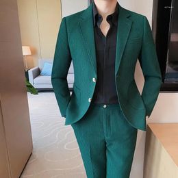 Costumes masculins (pantalon vestes) 2024 British Style Men Spring High Quality Business Cost / Slim Fit Groom Tuxedo Two Piece Suit Blazers