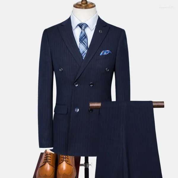 Costumes masculins (vestes pantalon de gilet) Business de haute qualité Classic Stripe Suit Wedding Groom's Robe 3 PCS Man Tuxedo