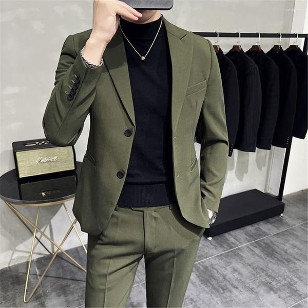 Costumes pour hommes Jasper Hommes Suite Slim Fit Noir Vert Casual Costume d'été Veste Blazer Blanc Bleu Marine Pantalon