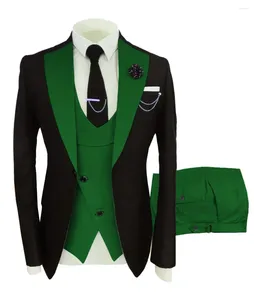 Jeltoin 2023 Custom Made Zwart Groen Bruiloft Voor Mannen Slim Fit Bruidegom Mannelijke Feestjurk Tuxedo 3 Stuks man Blazer