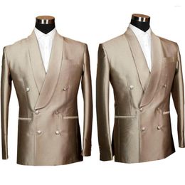 Herrenanzüge Khaki Herrenanzug Maßgeschneiderter 2-teiliger zweireihiger maßgeschneiderter Blazer Hosen Schlanke formelle Hochzeit Bräutigam Businedd Lässiger Abschlussball