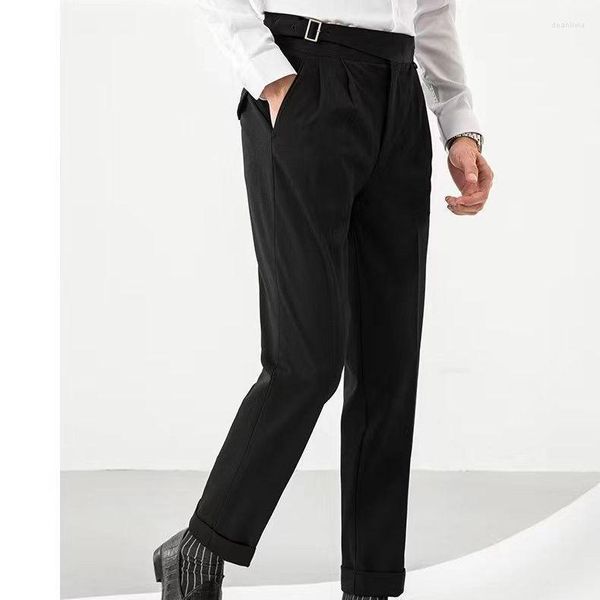 Costumes masculins Pantalons de combinaison de ceinture coréenne Fashion Couleur solide robe décontractée pantalon lâche pantalon droit de longueur de cheville