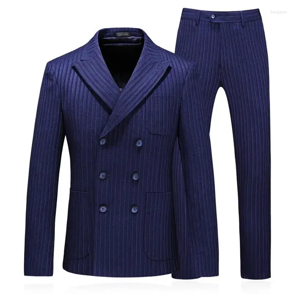 Costumes pour hommes coréen décontracté hommes de luxe mode Unique romantique couleur unie rayure costume Design Blazer Masculino hommes vêtements