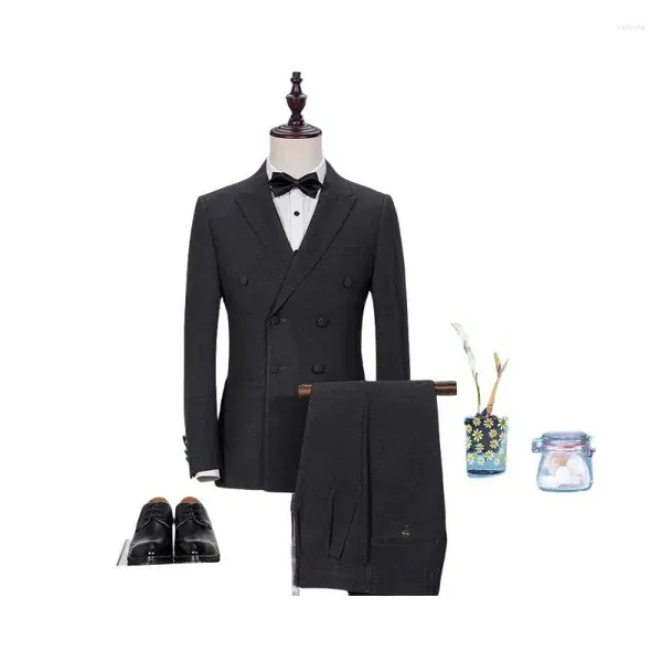 Costumes pour hommes Version coréenne de costume à Double boutonnage affaires professionnel marié homme mariage Banquet robe présidant