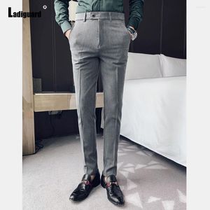 Herenpakken ladiguard plus size heren casual plaid broek 2024 Koreaanse mode pant man man stand pocket broek man formeel voor bruiloft